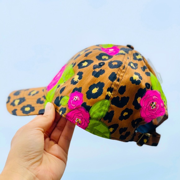 Custom painted floral animal print baseball cap - Picture 4 of 4